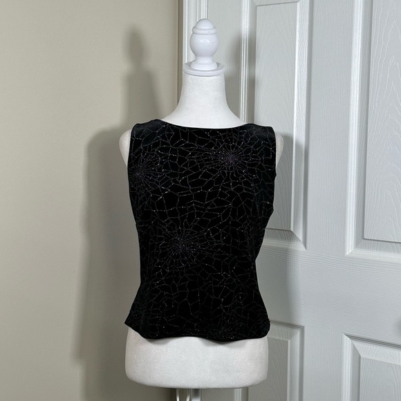Tops - Vintage Another Tyme Velvet Floral Sleeveless Blouse size Large